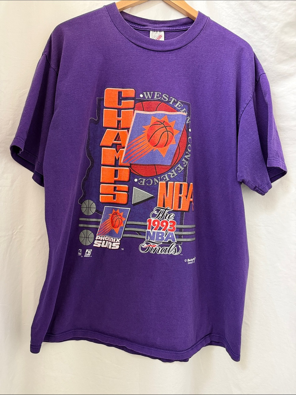 Jerzees Purple Phoenix Suns 1993 NBA Finals Champs Graphic Tee